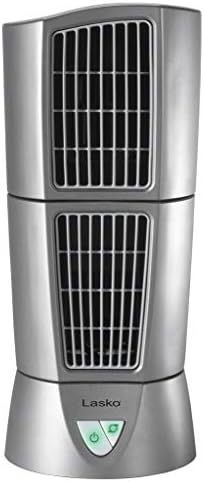 Lasko Oscillating Platinum Desktop Wind Tower Fan, 3-Speeds, Compact, Portable with Handle for Office, Bedroom and Kitchen, 14", Black, 4916