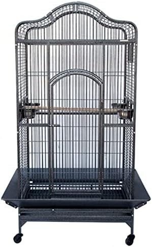 Extra Large Wrought Iron Open/Close Play Top Bird Parrot Cage, Include Metal Seed Guard Solid Metal Feeder Nest Doors Overall Dimensions: 35.25" Wx29.5"x62"H(with Seed Skirt)
