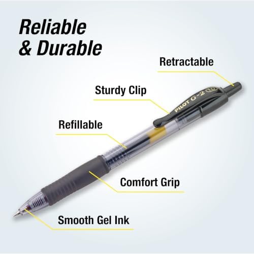PILOT G2 Premium Rolling Ball Gel Pens, 1.0 mm, Black Ink, 4-Pack