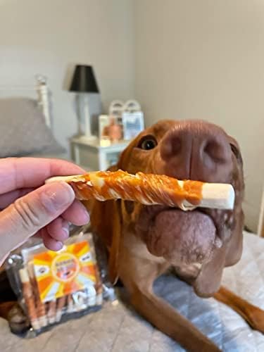 Rena's Recipe Chicken Wrapped Biscuit Twists Dog Treats, 8 oz | Crunchy Biscuit Sticks Wrapped with Real Chicken and Glucosamine