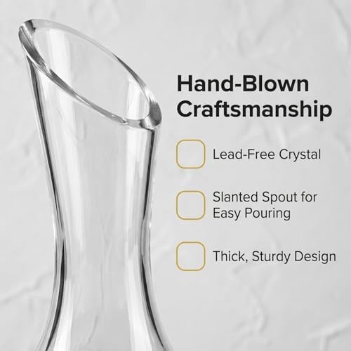 Godinger Wine Decanter Carafe, Hand Blown Wine Decanter Aerator - Wine Gifts