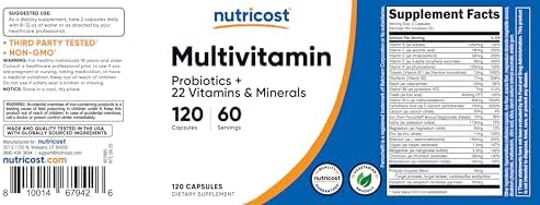 Nutricost Multivitamin with Probiotics 120 Vegetarian Capsules | Packed With Vitamins & Minerals