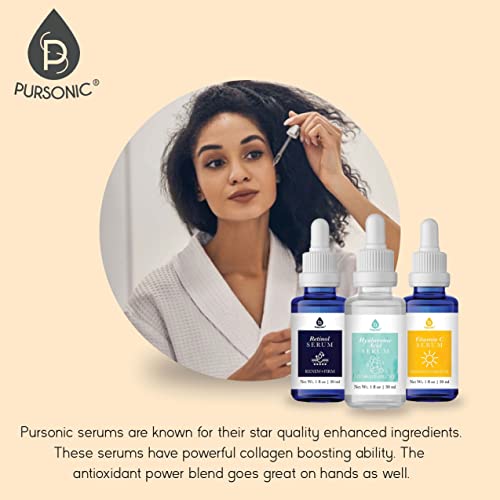 Pursonic Vitamin C Serum, 20% is a high potency Best Organic Anti-Aging Moisturizer Serum for Face, Neck & Décollete and Eye Treatment (3 fl. oz)