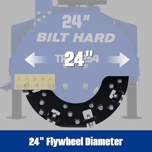 BILT HARD 3 Point PTO Stump Grinder for Tractors, 15-45HP, 6'' Cutting Depth with 34 Carbide Teeth and 24'' Flywheel Diameter for Tree Stump Removal