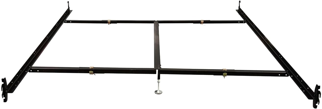 Hook in Bed Rail with Center Support/Crossarms/2 Legs/Adjustable Glides, 82-Inch, Queen/Eastern King