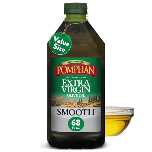 Pompeian Smooth Extra Virgin Olive Oil - 32 Fl Oz | First Cold Pressed Olive Oil for Cooking - Smooth Taste for Sauteing, Stir-Frying, and Baking