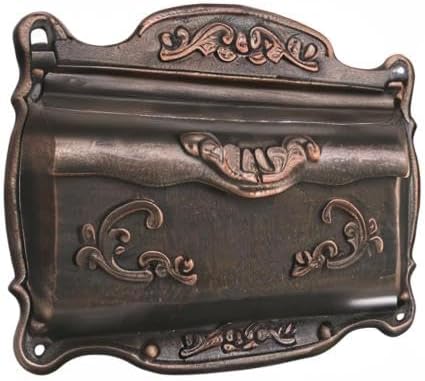 Antique Bronze Finishing Cast Aluminum Wall Mounted Mailbox, Weather-Resistant, Elegant Vintage Design. Size: 17.5" D x 5.3" W x 12.25" H. Includes 4 Pieces Finish Mounting Screws
