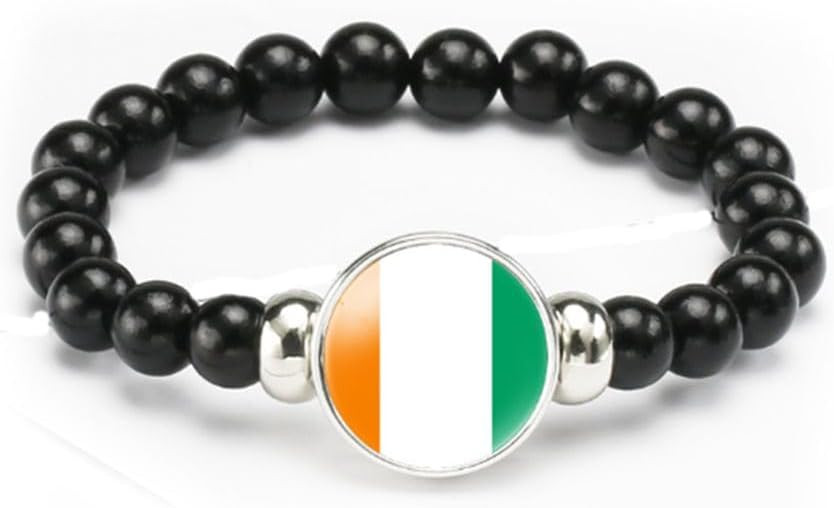 vmcoatdu National Flag Bracelet Elastic Rope Beaded Bracelet Support Your Country Travel Souvenir Gifts for Men Women
