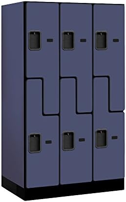 Salsbury Industries Double Tier 'S' Style Designer Wood Locker, Mahogany, 5' 3" x 15"