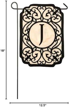 Evergreen Flag Filigree Monogram J Applique Garden Flag, 12.5 x 18 inches