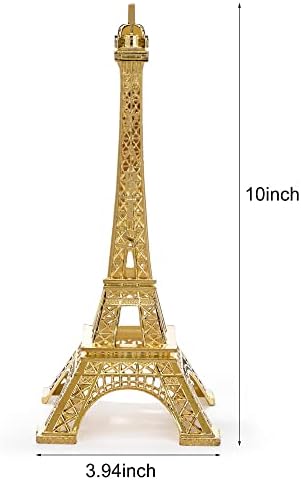 ESHATO Gold Metal Eiffel Tower Statue, 7inch Decorative Figurine Replica Stand Holder for Cake Topper Table Decor Gift Party Home Decoration