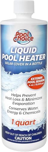 SpaChoice 1-Quart Premium Liquid Pool Heater Solar Cover in a Bottle | Liquid Solar Blanket for Pool, Helps Prevent Heat Loss, 4 ounces per 15,000 gallons of water every 2 weeks, Made in USA