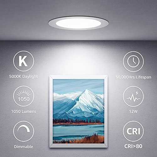 Lepro 6 Pack 6 Inch LED Recessed Ceiling Light with Junction Box, 5000 Kelvin Daylight Wafer Ultra-Thin, 1050 Lumen Dimmable Retrofit Downlight