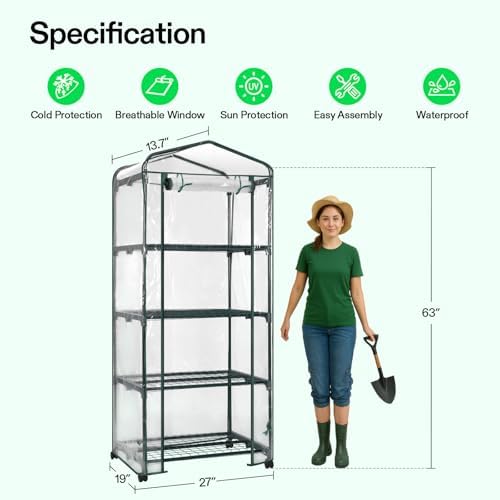 VIVOSUN Mini 4-Tier Greenhouse with Wheels