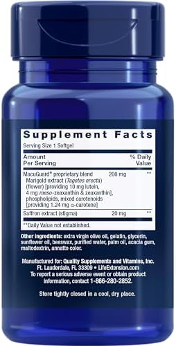 Life Extension MacuGuard Ocular Support with Saffron – Eye Health Supplement for Healthy Vision – with Lutein, Meso-zeaxanthin, zeaxanthin