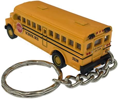 KiNSFUN Classic Mini School Bus 2.5 Inches Die Cast Metal Model Key Chain