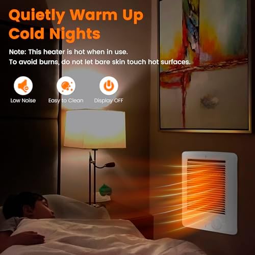 Electric Wall Heater for Indoor Use Complete Unit with Thermostat, Wall Mounted Heaters for Large Room/Garage(Model: CSC101TW, Part: 67508), 3412 BTU