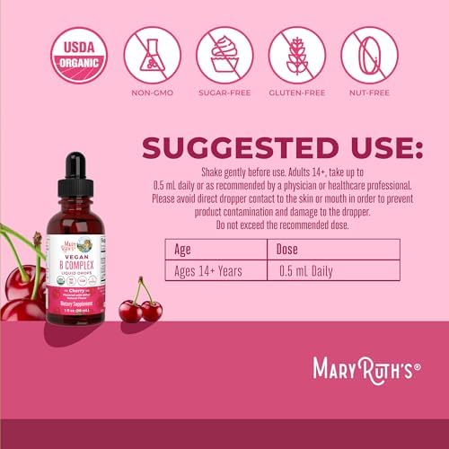 MARYRUTH'S Organic Vitamin B Complex, Biotin, Vitamin B12, Niacin, Folate | B Vitamins Complex, Biotin, Vitamin B12, Niacin, Folate