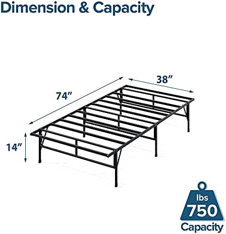ZINUS SmartBase Compack Mattress Foundation, 14 Inch Metal Bed Frame, No Box Spring Needed, Sturdy Steel Slat Support, Full