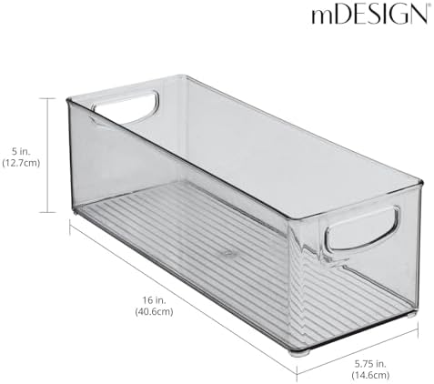 mDesign Plastic Video Game and DVD Storage Organizer - Game and Movie Disc Holder Bin with Handles for Home Media Console Stand and Closet Shelf