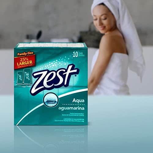 Zest 8-Bar Bath Size Soap, Aqua, 4 Ounce per bar, 8 bars, 32 Ounce