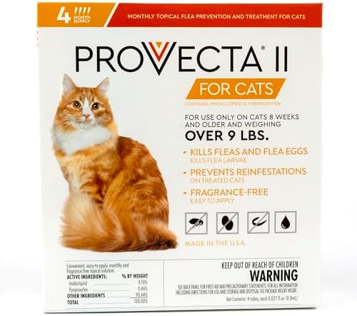PROVECTA® II for Large Cats (Over 9 lbs) Flea Topical Treatment, 4-Month Supply