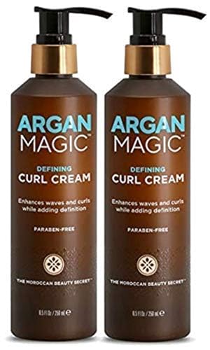 ARGAN MAGIC Defining Curl Cream - Enhances Waves and Curls While Adding Definition | Conditions, Detangles, and Reduces Frizz | Paraben Free (8.5 Ounce / 250 Milliliter)