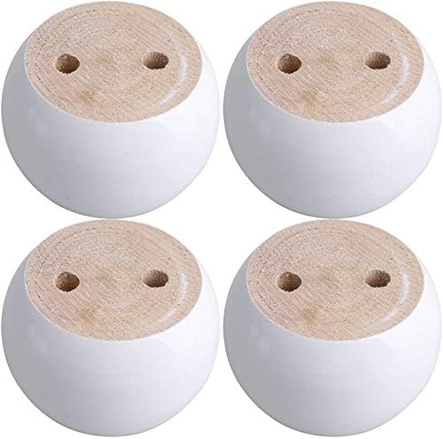 Pack of 4 Walnut Furniture Legs Round Bun Feet 2" Tall Wood Sofa Legs Replacement Legs for Cabinet Couch Chair Dresser