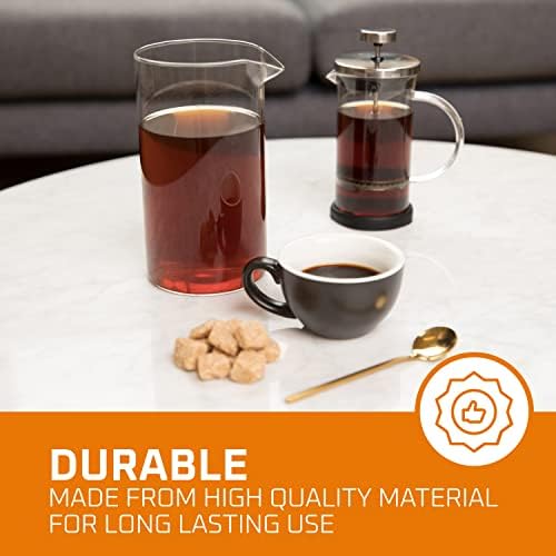 Bruntmor Spare Carafe for French Press, 34 oz French Press replacement Glass, Fire hardened Borosilicate Beaker, 34 ounce