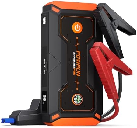 Powrun P-ONE Jump Starter, 2000A Portable Jump Box - Car Jump Starter Battery Pack for up to 8.0L Gas and 6.5L Diesel Engines