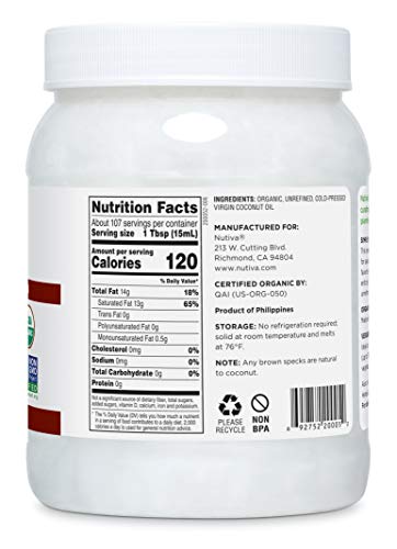 Nutiva Organic Cold-Pressed Virgin Coconut Oil, 54 Ounce & Organic Coconut Manna Puréed Coconut Butter, 15 Ounce (Pack of 2)