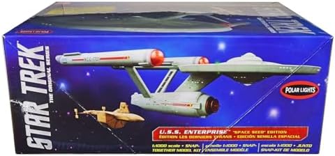 Skill 2 Model Kit Star Trek U.S.S. Enterprise and S.S. Botany Bay The Original Series Space Seed Edition Snap-Together 1/1000 Scale Model by Polar