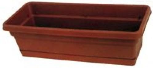 Southern Patio 30" Rolled Rim Window Box with Attached Tray, Terra Cotta