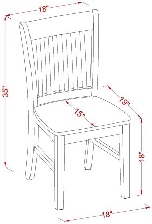 East West Furniture NFC-MAH-W Norfolk Dining Room Chairs - Slat Back Solid Wood Seat Chairs, Set of 2, Mahogany