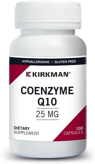 Kirkman Coenzyme Q10 25 mg - Hypoallergenic || 100 Vegetarian Capsules || CoQ10 || Supports Immune System || Gluten and Casein Free || Capsules are
