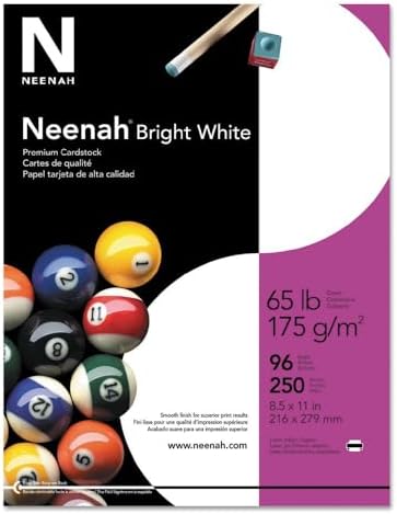 Neenah Paper 91904 Card Stock, 65lb, 96 Bright, 8 1/2 x 11, White, 250 Sheets