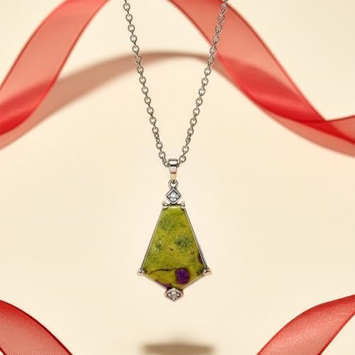 Multi 11.50 ctw Earthborn Grace Royal Shield Pendant Steel Necklace 20"