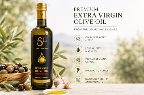 Sol del Limari - Extra Virgin Olive Oil with Polyphenol Rich - Premium Blend - First Cold Press - Aceite de Oliva Extra Virgen (16.9 Fl Oz)