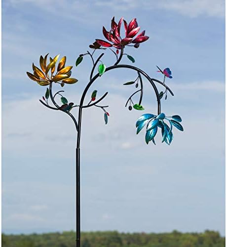 Evergreen Garden Beautiful Summer Multi Colored Flowers Wind Spinner | 91 inches Tall x 41 Inches Wide | Fade and Weather Resistant | Metal Stake