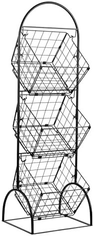 Sorbus 3-Tier Wire Market Basket Storage for Fruit, Vegetables, Toiletries, Household Items, Stylish Tiered Serving Stand for Kitchen
