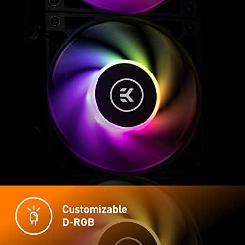 EK AIO 120mm, D-RGB All-in-One CPU Cooler with EK-Vardar High-Performance PMW Fans, Water Cooling Computer Parts, 120mm Fan, Intel 115X/1200/2066
