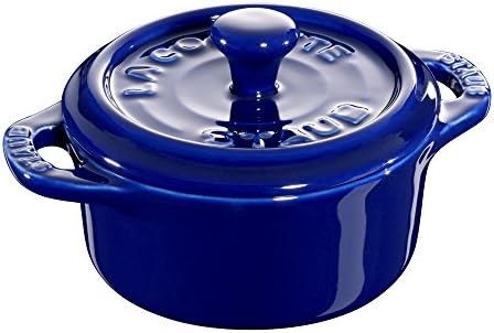 STAUB Ceramic Dutch Oven 3-piece Mini Round Cocotte, Dark Blue