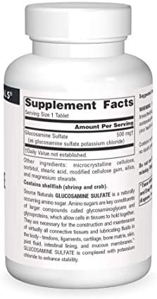 Source Naturals Glucosamine Sulfate, Sodium-Free, for Joint Support, 500 mg - 120 Tablets