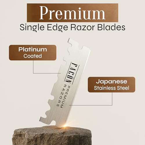 100 Facón Single Edge Razor Blades for Barber Straight Razor, Straight Razor Blades for Shaving