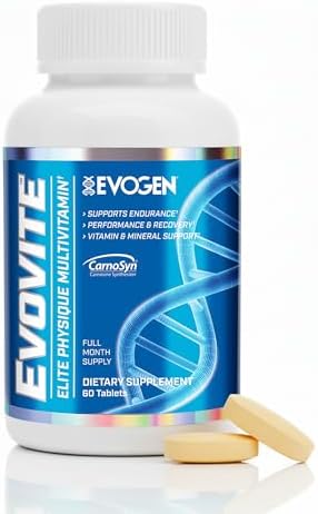 Evogen Evovite Multivitamin Tablets | 30 Servings | Albion chelated minerals with CarnoSyn beta-alanine, Longvida curcumin, boron