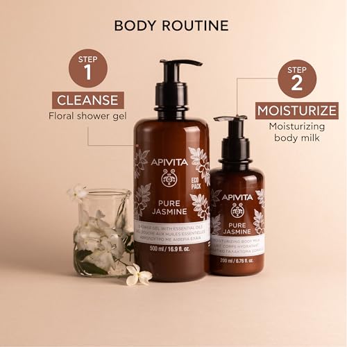 APIVITA Pure Jasmine Shower Gel | Gently Cleanses, Hydrates & Preserves Skin's Moisture with Jasmine & Propolis
