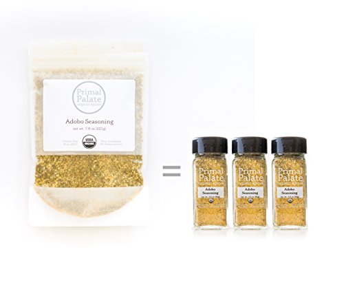 Primal Palate Organic Spices, Adobo Seasoning, Certified Organic, 7.8 oz resealable bag