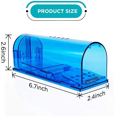 Humane Mouse Trap Reusable! [2-Pack] - Catch and Release No-Kill Rodent Traps for Indoors & Outdoors - Safe for Children & Pets - Reusable Mouse Catcher for Kitchen, Pantry & Garage Blinc (Blue)