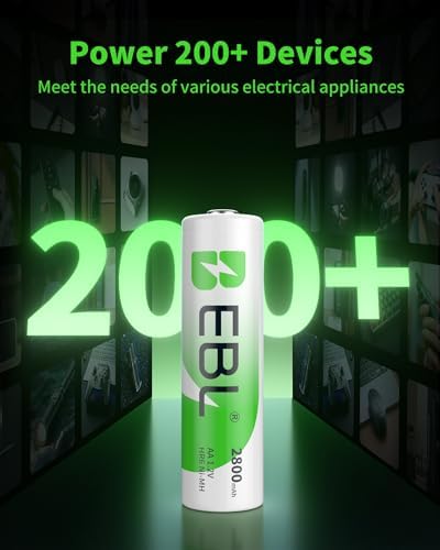 EBL AA Rechargeable Batteries 2800mAh Ready2Charge Quality AA Batteries - 16 Counts