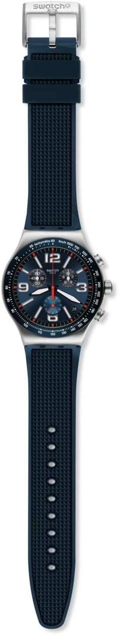 Swatch I New Chrono Unisex Watch Dress Stainless Steel Blue Quartz Waterproof Blue Grid